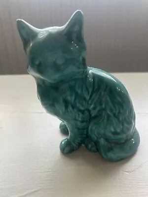 Buy Vintage 1960s Anglia Pottery Long Haired Cat Figurine  Turquoise Glaze • 8£