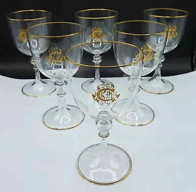 Buy SUPERB French Baccarat Crystal Beauvais Water Glasses MC Gold Monogram Set Of 6 • 1,486.48£
