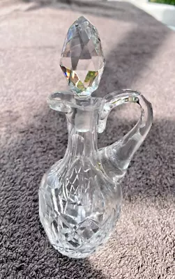 Buy Vintage Cut Crystal Glass Round Oil/Vinegar Decanter Bottle With Stopper • 7.50£