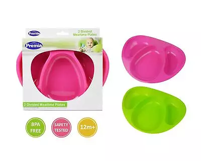Buy 2 Divided Mealtime Feeding Plates Bowls Baby Toddler Pink Green BPA Free • 6.99£
