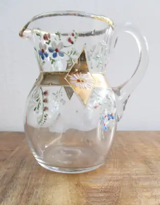 Buy Vintage Hand Painted Bohemian Small Jug/ Vase  Czech Glass  Czechoslovakia • 10£