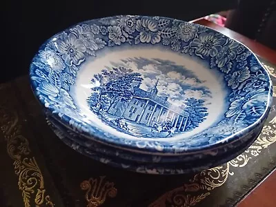 Buy 3 X LIBERTY BLUE Dessert Bowl - Historic Colonial Scenes - Mount Vernon • 75£