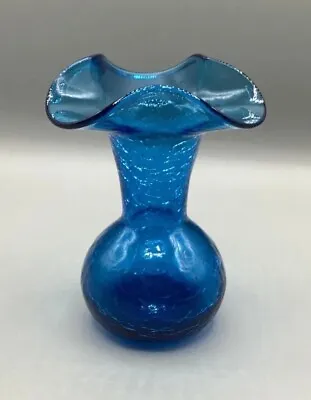 Buy Vintage Blue Crackle Glass Vase • 18.84£