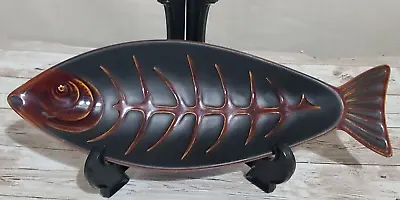 Buy Beswick Mid Centaury Stylised Fish Serving Dish In Brown And Black  No. 2171 • 44.99£