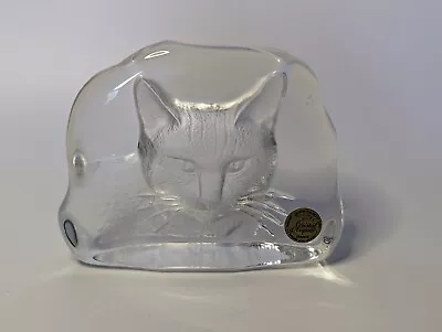 Buy Lead Crystal Glass Cat Face Paperweight Figure Cristal D'Arques Vintage 1970s • 9£