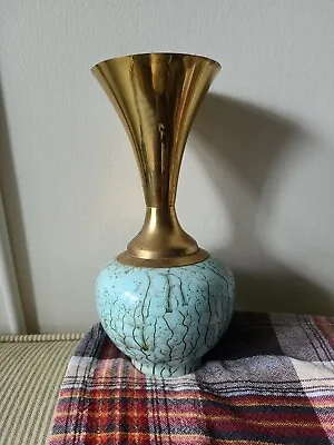 Buy Delft Ware Vase With Brass Neck - 7.5  Tall - Hand Painted Holland • 17.03£