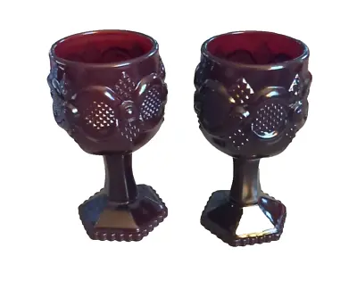 Buy Vintage Avon Cape Cod 1876 Ruby Red Glassware Goblets Set Of 2, Pristine! 4.5 In • 12.46£