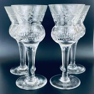 Buy 4 Antique Wine Glass Hand Cut Crystal 19thc Georgian 16.5cm Scottish Thistle • 149£