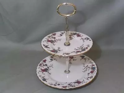 Buy Minton Ancestral Bone China 2-Tier Hostess Cake Plate Stand S376 • 14.99£