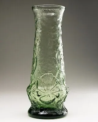 Buy Anchor Hocking Moulded Glass Vase, Rain Flower, Avocado Green Vase 17cm 20thC • 22.60£