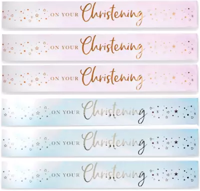 Buy Christening Male Or Female Pale Pink Or Blue Banner Party Wall Decoration • 2.99£