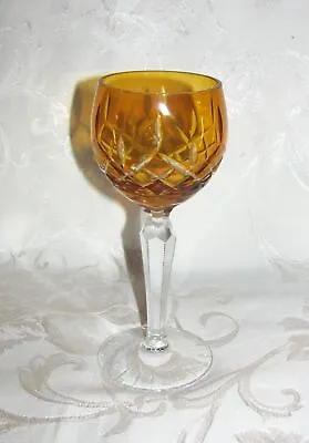 Buy Vintage Bohemian Amber Cut To Clear Wine Glass • 22.73£