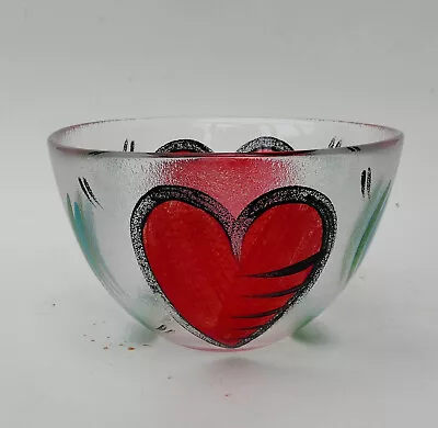 Buy Vintage Scandinavian Glass - Kosta Boda HEARTS Bowl By Ulrica Hydman Vallien • 22.50£