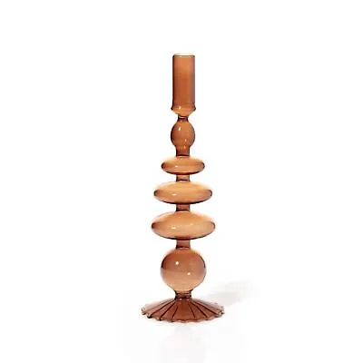 Buy 9cm Coloured Glass  Tapper Candle Holder In Champagne Colour • 13.46£