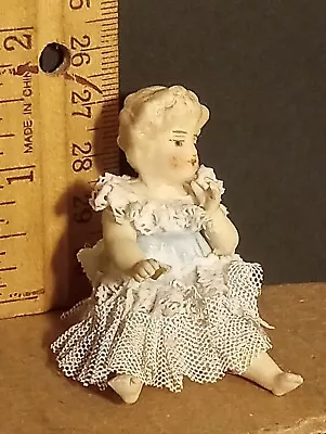 Buy Antique Porcelain German Figurine 1:12 Dollhouse Dresden Lace Bisque Child • 57.50£