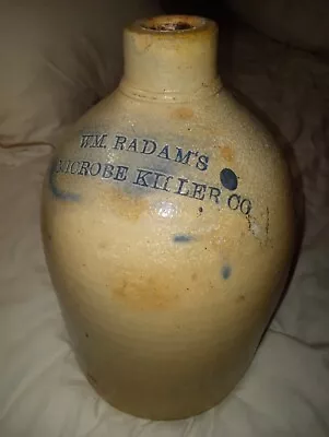 Buy Old Vintage Antique WM Radam's Microbe Killer Co Stoneware Pottery Jug Crock Adv • 96.06£