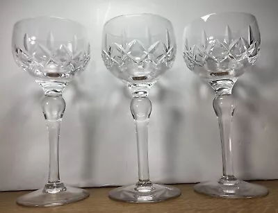 Buy 3 Superb Stuart Crystal Wine Hock Glasses Carlingford Cut Excellent Condition • 29.99£