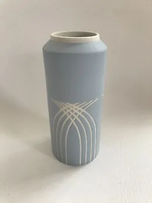 Buy Wedgwood Blue Jasperware Stripe Pattern Large Vase In Excellent Condition • 39.99£