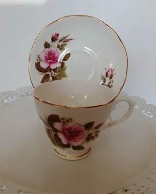 Buy Vintage Duchess Pink Rose Tea Cup & Saucer Fine Bone China White Gold Trim • 17.37£
