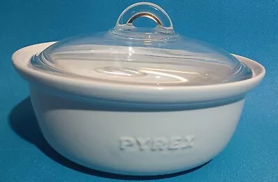 Buy Vintage White PYREX Ceramic Casserole Large Deep Dish Clear Lid VGC • 9.50£