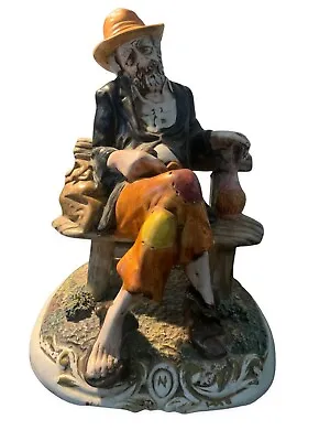 Buy Large Capodimonte Porcelain Man Sat On A Bench Drinking Figure • 13.49£