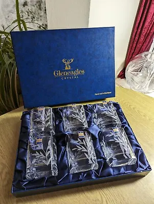 Buy Vintage Gleneagles Crystal Square Whisky Tumblers Boxed Set Six Hand Cut Superb  • 57.50£