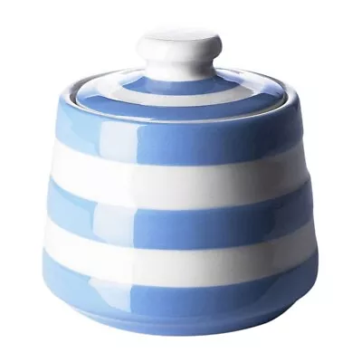 Buy Cornishware British Victorian Striped Sugar Bowl With Lid Blue - 10x10cm • 22£