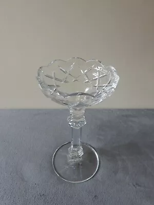 Buy Tall, Pressed Glass Candlestick Holder/Votive/Floating Candle Bowl, Faceted Stem • 12.50£