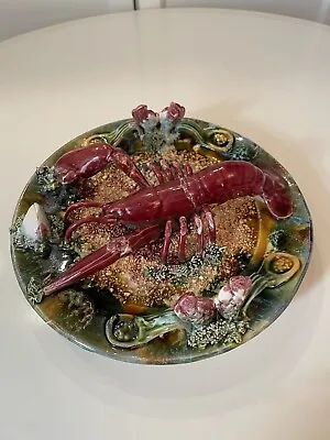 Buy Vintage Majolica Pottery Lobster Plate Palissy Ware 10  Wall Hanging • 87.50£
