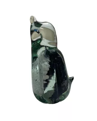 Buy Vintage Art Glass Penguin Pontil Mark Handcrafted Black White 2.75 In • 15.43£