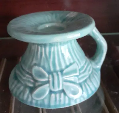 Buy Vintage Pottery Go To Bed Ribbon Candle Stick Turquoise Art Deco 1930s • 5£