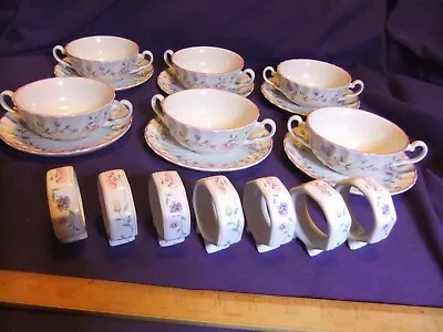 Buy Johnson Bros Summer Chintz 6 X Soup Coupes, Saucers & Napkin Rings • 75£