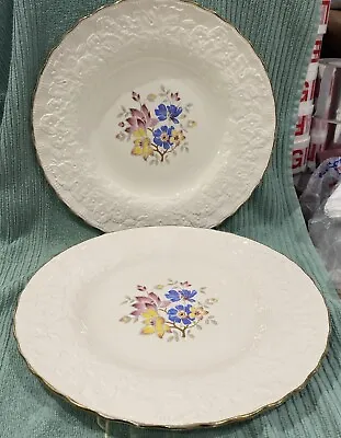 Buy 2x Vintage Alfred Meakin Large Embossed 10.5” Dinner Plates With Gold Edging • 9.99£