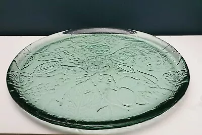 Buy Green Heavy Glass Floral & Grapes Embossed Big Serving Plate Tray  • 16.99£