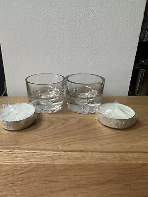 Buy Two Clear Glass Candle Holders - New/Unused. Original Packaging • 4£