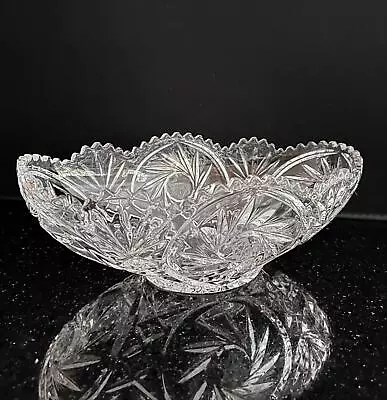 Buy Nice Vintage Cut Glass Crystal Boat Oval Fruit Serving Bowl Heavy Weighs 2.2kg • 8£