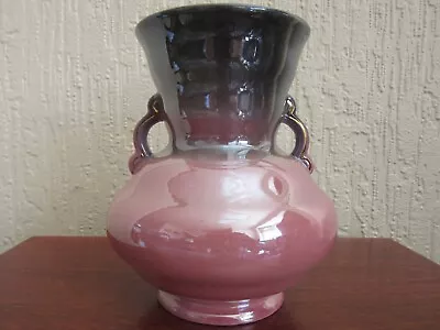 Buy Vintage Maling Pottery Handled Vase 120 Pink Grey Ombre Lustre Ware ? Rare Mark • 16.99£