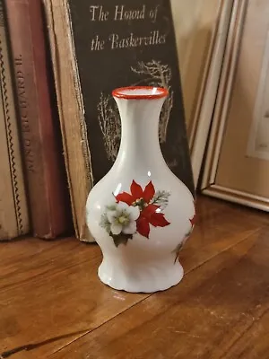 Buy Lovely Little Hammersley England Bone China Red & White Floral Footed Bud Vase • 11.99£