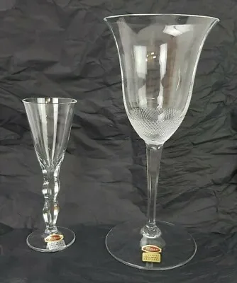 Buy Moser Crystal Glass X2  Large 8  Wine Glass Small 5.5  Boxed Very Good Condition • 34.99£