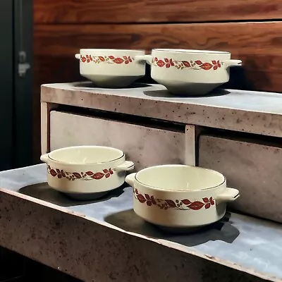 Buy Vintage Maddock Ceramic Soup Bowls W/ Marone Flowers (Made In England C.1960) • 47.43£