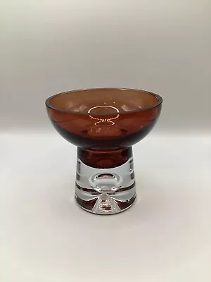 Buy Heavy Glass Votive Candle Holder Bubble Stem Burnt Orange/Brown Top • 7£