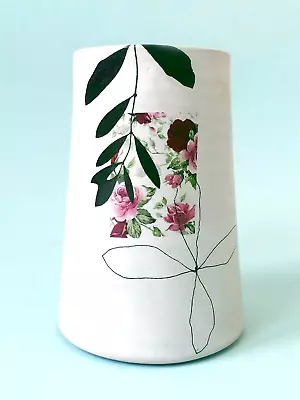 Buy Pre-owned Karin Eriksson Studio Pottery Floral Decor Ceramic Vase Paintbrush Pot • 19.99£
