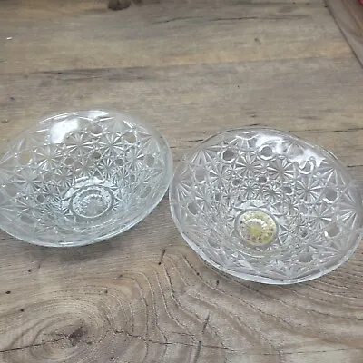 Buy Set Of 2 Cut Glass Crystal Desert Bowls Vintage • 14.99£