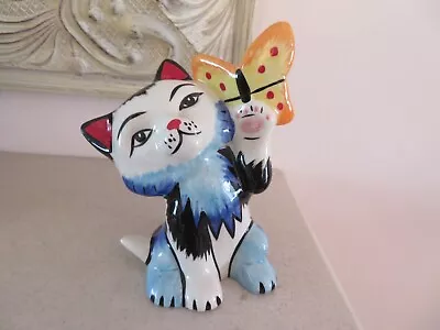 Buy Rare Lorna Bailey Cat With Colourful Butterfly Figure 5 Inches Tall *excellent • 38£