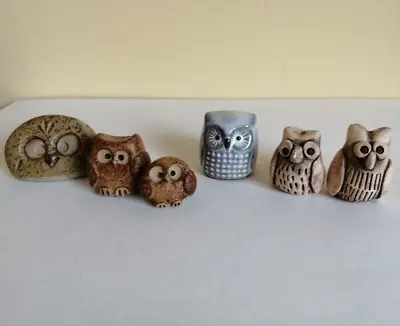 Buy Miniature Owl Collection Job  Studio Pottery  X 6 Job Lot All Unique • 22.50£