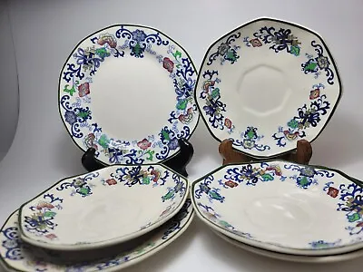 Buy Royal Doulton England NANKIN Blue Red Flowers Floral Plates Green Rim Replacment • 208.23£