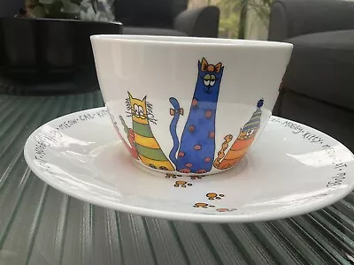 Buy Dunoon Fine Bone China Animal Crackers Cats Large Cup And Saucer VGC • 14.99£