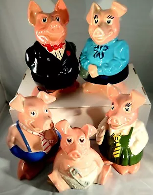Buy Full Set Of 5 X Natwest Pigs Family Piggy Banks Money Boxes 1980s • 80£