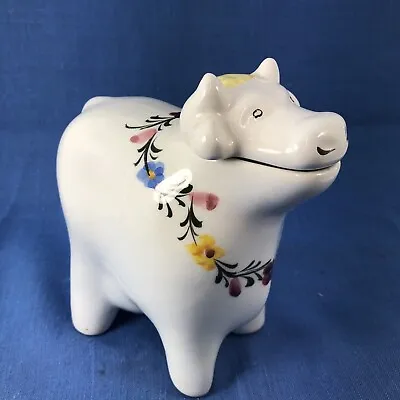 Buy Cow Creamer/ Lid Ceramic  Country Hand-painted  MARTAN Portugal 6 1/2x 5 1/2” • 18.96£