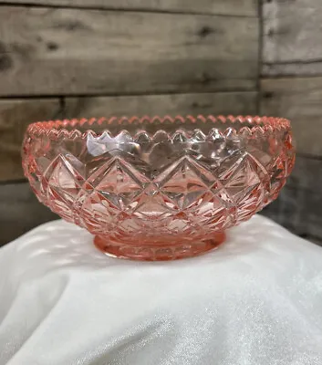 Buy Beautiful Imperial Pink Diamond Block Depression Glass Bowl EUC Candy 💗 • 22.53£